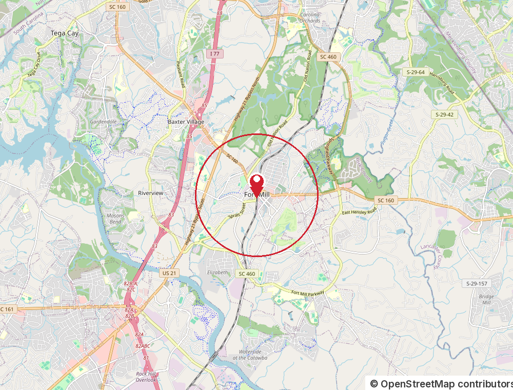 Map of the Fort Mill, South Carolina service area